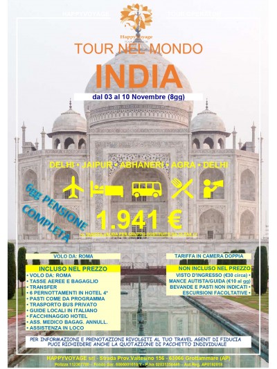 03 Nov. Tour INDIA 8gg